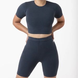 Los Angeles Apparel Garment Dye Crop Top+Bike Shorts Set